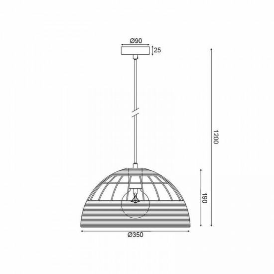 ΚΡΕΜΑΣΤΟ Φ/Σ 1ΧΕ27 ΡΑΤΑΝ+ΛΕΥΚΟ ΜΕΤΑΛΛΟ D35XH120CM