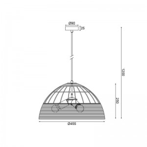 ΚΡΕΜΑΣΤΟ Φ/Σ 3ΧΕ27 ΡΑΤΑΝ+ΛΕΥΚΟ ΜΕΤΑΛΛΟ D46XH120CM 