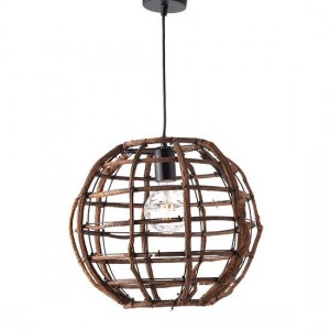 ΚΡΕΜΑΣΤΟ Φ/Σ 1ΧΕ27 ΞΥΛΟ & ΜΑΥΡΟ ΜΕΤΑΛΛΟ Φ38ΧΗ120CM