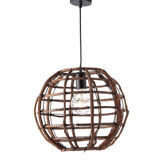 ΚΡΕΜΑΣΤΟ Φ/Σ 1ΧΕ27 ΞΥΛΟ & ΜΑΥΡΟ ΜΕΤΑΛΛΟ Φ38ΧΗ120CM