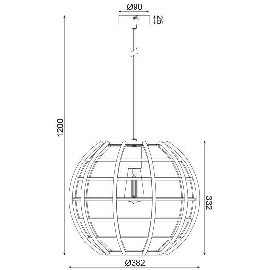 ΚΡΕΜΑΣΤΟ Φ/Σ 1ΧΕ27 ΞΥΛΟ & ΜΑΥΡΟ ΜΕΤΑΛΛΟ Φ38ΧΗ120CM