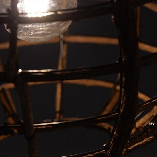 ΚΡΕΜΑΣΤΟ Φ/Σ 1ΧΕ27 ΞΥΛΟ & ΜΑΥΡΟ ΜΕΤΑΛΛΟ Φ38ΧΗ120CM