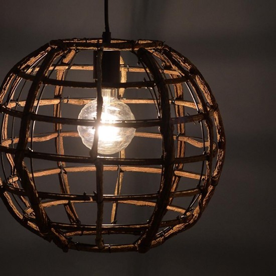 ΚΡΕΜΑΣΤΟ Φ/Σ 1ΧΕ27 ΞΥΛΟ & ΜΑΥΡΟ ΜΕΤΑΛΛΟ Φ38ΧΗ120CM