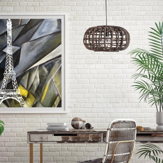 ΚΡΕΜΑΣΤΟ Φ/Σ 1ΧΕ27 ΞΥΛΟ & ΜΑΥΡΟ ΜΕΤΑΛΛΟ Φ39ΧΗ120CM