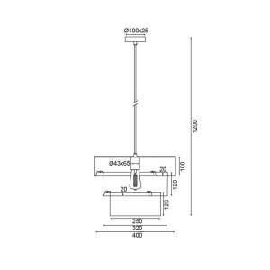 ΚΡΕΜΑΣΤΟ Φ/Σ 1ΧΕ27 ΧΡΥΣΟ+ΜΑΥΡΟ ΜΕΤΑΛΛΙΚΟ D40XH120CM