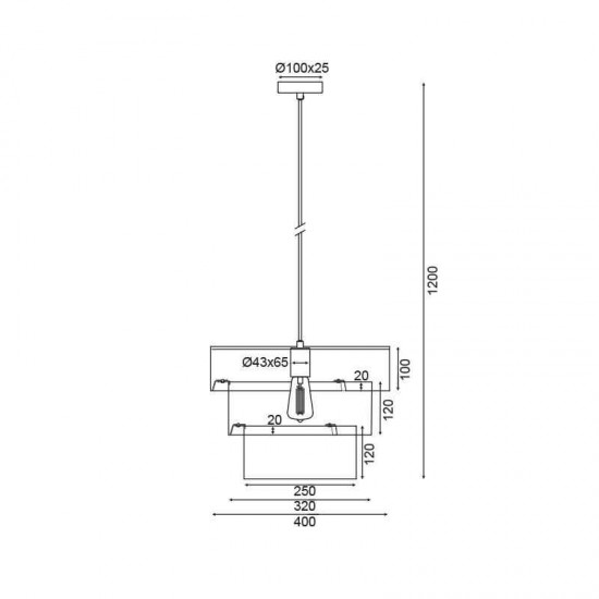 ΚΡΕΜΑΣΤΟ Φ/Σ 1ΧΕ27 ΧΡΥΣΟ+ΜΑΥΡΟ ΜΕΤΑΛΛΙΚΟ D40XH120CM