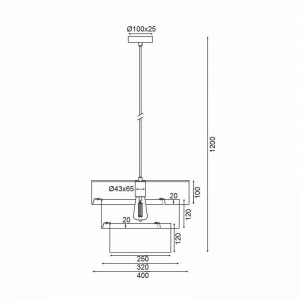 ΚΡΕΜΑΣΤΟ Φ/Σ 1ΧΕ27 ΑΣΗΜΙ+ΜΑΥΡΟ ΜΕΤΑΛΛΙΚΟ D40XH120CM 