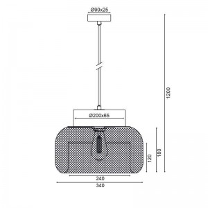 ΚΡΕΜΑΣΤΟ Φ/Σ 1ΧΕ27 ΦΕΛΛΟΣ+ΜΑΥΡΟ ΜΕΤΑΛΛΟ D34XH120CM