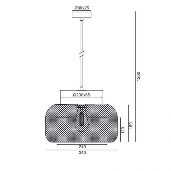 ΚΡΕΜΑΣΤΟ Φ/Σ 1ΧΕ27 ΦΕΛΛΟΣ+ΜΑΥΡΟ ΜΕΤΑΛΛΟ D34XH120CM
