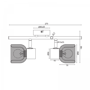 ΕΠΙΤΟΙΧΟ Φ/Σ 2ΧΕ14 ΦΕΛΛΟΣ+ΜΑΥΡΟ ΜΕΤΑΛΛΟ 9X27Χ16CM
