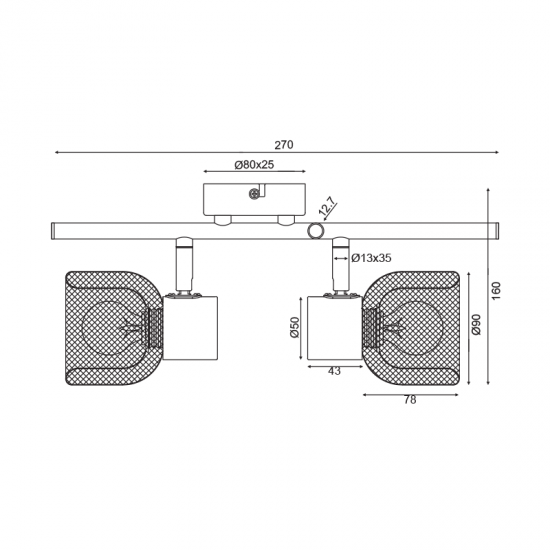 ΕΠΙΤΟΙΧΟ Φ/Σ 2ΧΕ14 ΦΕΛΛΟΣ+ΜΑΥΡΟ ΜΕΤΑΛΛΟ 9X27Χ16CM