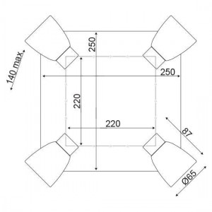ΟΡΟΦΗΣ Φ/Σ 4ΧGU10 ΜΕΤΑΛΛΙΚΟ ΛΕΥΚΟ+ΞΥΛΟ 12,4X25Χ25CM