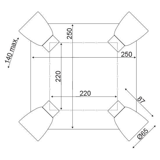 ΟΡΟΦΗΣ Φ/Σ 4ΧGU10 ΜΕΤΑΛΛΙΚΟ ΛΕΥΚΟ+ΞΥΛΟ 12,4X25Χ25CM