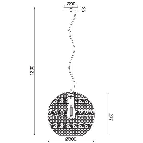 ΚΡΕΜΑΣΤΟ Φ/Σ 1ΧΕ27 ΛΕΥΚΟ ΥΦΑΣΜΑ & ΜΕΤΑΛΛΟ Φ30ΧΗ120CM