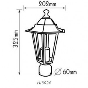 ΦΩΤΙΣΤΙΚΟ ΦΑΝΑΡΙ ΚΟΛΩΝΑΣ-ΙΣΤΟΥ Φ60 230V E27 max 100W ΜΑΥΡΟ