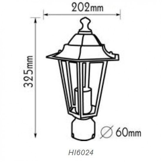 ΦΩΤΙΣΤΙΚΟ ΦΑΝΑΡΙ ΚΟΛΩΝΑΣ-ΙΣΤΟΥ Φ60 230V E27 max 100W ΜΑΥΡΟ-φωτιστικο εξωτερικου χωρου φαναρακι-