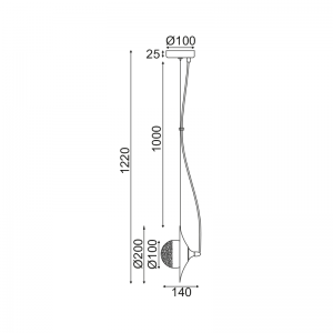 CALMA ΚΡΕΜΑΣΤΟ ΦΩΤΙΣΤΙΚΟ 1ΦΩΤΟ ΜΕΤΑΛΛΟ ΧΑΛΚΙΝΟ 14x20xΗ122cm