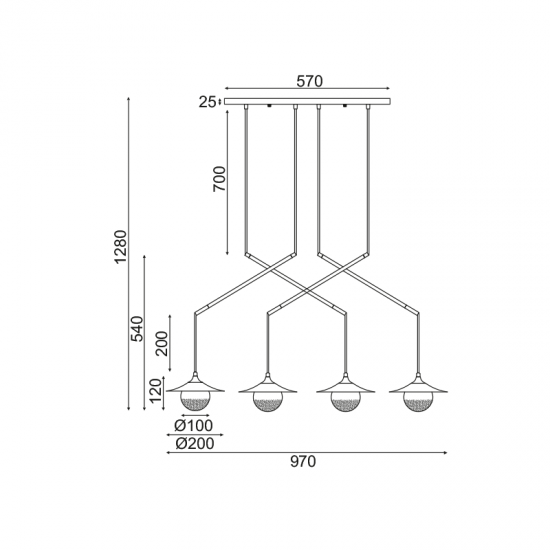 KLIO ΚΡΕΜΑΣΤΟ 4ΦΩΤΟ ΦΩΤΙΣΤΙΚΟ ΡΑΓΑ ΜΕΤΑΛΛΟ ΧΡΥΣΟ 97x20xΗ128CM