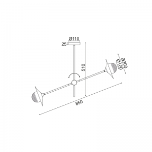 KLIO ΚΡΕΜΑΣΤΟ 2ΦΩΤΟ ΦΩΤΙΣΤΙΚΟ ΜΕΤΑΛΛΟ ΧΡΥΣΟ 85x20xΗ51CM