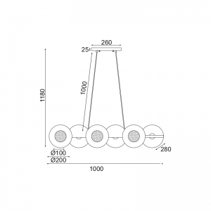 KLIO ΚΡΕΜΑΣΤΟ 6ΦΩΤΟ ΦΩΤΙΣΤΙΚΟ ΡΑΓΑ ΜΕΤΑΛΛΟ ΧΡΥΣΟ 100x27xΗ118CM