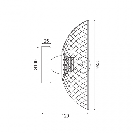 OMIROS ΕΠΙΤΟΙΧΙΟ ΦΩΤΙΣΤΙΚΟ 1ΦΩΤΟ ΜΕΤΑΛΛΟ ΜΑΥΡΟ D24x12cm