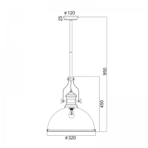 KAMPA ΚΡΕΜΑΣΤΟ ΦΩΤΙΣΤΙΚΟ 1ΦΩΤΟ ΜΕΤΑΛΛΟ ΧΑΛΚΙΝΟ D32xH95cm