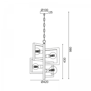 META2 ΚΡΕΜΑΣΤΟ ΦΩΤΙΣΤΙΚΟ 4ΦΩΤΟ ΜΕΤΑΛΛΟ ΜΑΥΡΟ Φ42xΗ98cm