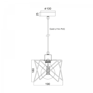 APOLLON ΚΡΕΜΑΣΤΟ ΦΩΤΙΣΤΙΚΟ 1ΦΩΤΟ ΜΕΤΑΛΛΟ ΜΑΥΡΟ 19x19xH100cm