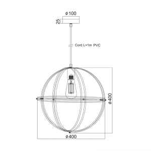CASTLE ΚΡΕΜΑΣΤΟ ΦΩΤΙΣΤΙΚΟ 1ΦΩΤΟ ΜΕΤΑΛΛΙΚΟ ΜΑΥΡΟ Φ40xΗ140cm