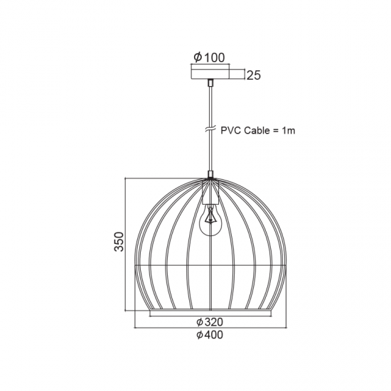 ILIADA ΚΡΕΜΑΣΤΟ ΦΩΤΙΣΤΙΚΟ 1ΦΩΤΟ ΜΕΤΑΛΛΟ ΜΑΥΡΟ D40xH35cm