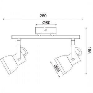 ΕΠΙΤΟΙΧΟ Φ/Σ 2ΧGU10 ΜΕΤΑΛΛΙΚΟ ΑΠΟΧΡΩΣΗ ΣΚΟΥΡΙΑ 26Χ8Χ18,5CM