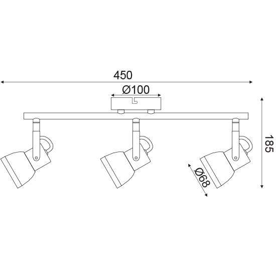 ΕΠΙΤΟΙΧΟ Φ/Σ 3ΧGU10 ΜΕΤΑΛΛΙΚΟ ΑΠΟΧΡΩΣΗ ΤΣΙΜΕΝΤΟΥ 45Χ10Χ19CM
