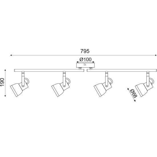 ΕΠΙΤΟΙΧΟ Φ/Σ 4ΧGU10 ΜΕΤΑΛΛΙΚΟ ΑΠΟΧΡΩΣΗ ΤΣΙΜΕΝΤΟΥ 68Χ10Χ19CM
