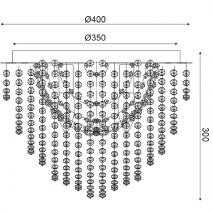 Φ/Σ ΟΡΟΦΗΣ 4ΧΕ14 ΚΡΥΣΤΑΛΛΟ+ΧΡΩΜΙΟ ΜΕΤΑΛΛΟ Φ40ΧΗ30CM