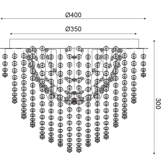 Φ/Σ ΟΡΟΦΗΣ 4ΧΕ14 ΚΡΥΣΤΑΛΛΟ+ΧΡΩΜΙΟ ΜΕΤΑΛΛΟ Φ40ΧΗ30CM