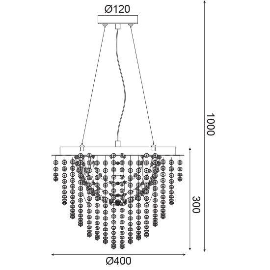 ΚΡΕΜΑΣΤΟ Φ/Σ 4ΧΕ14 ΚΡΥΣΤΑΛΛΟ+ΧΡΩΜΙΟ ΜΕΤΑΛΛΟ Φ40ΧΗ100CM
