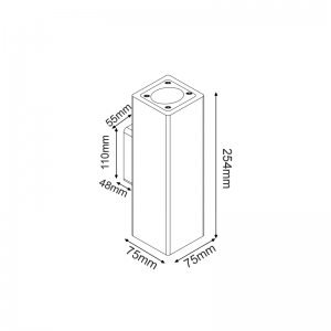 ΤΕΤΡΑΓΩΝΟ ΕΠΙΤΟΙΧΟ ΦΩΤΙΣΤΙΚΟ UP-DOWN IP65 2XGU10 ΜΑΥΡΟ ΤΣΙΜΕΝΤΟ