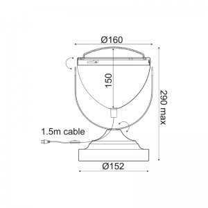 GLOW ΕΠΙΤΡΑΠΕΖΙΟ ΦΩΤΙΣΤΙΚΟ 1ΦΩΤΟ ΜΕΤΑΛΛΟ ΑΣΗΜΙΦ15,2xΗ24,7cm