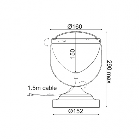 GLOW ΕΠΙΤΡΑΠΕΖΙΟ ΦΩΤΙΣΤΙΚΟ 1ΦΩΤΟ ΜΕΤΑΛΛΟ ΑΣΗΜΙΦ15,2xΗ24,7cm