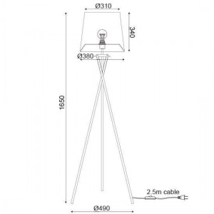 ΕΠΙΔΑΠΕΔΙΟ Φ/Σ 1ΧΕ27 ΜΕΤΑΛΛΙΚΟ ΛΕΥΚΟ+ΚΑΛΑΜΙ Φ38ΧΗ152CM