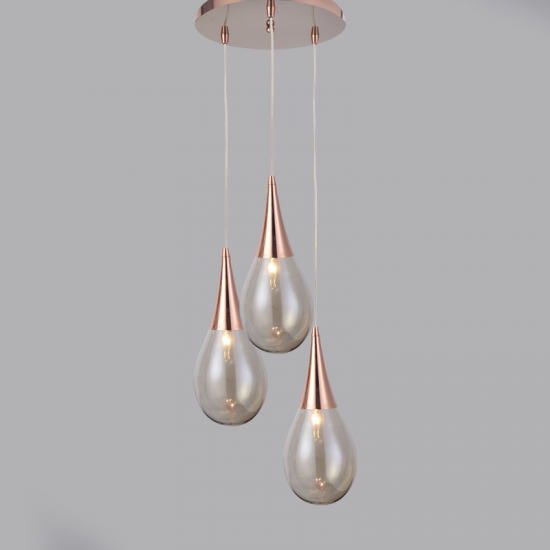 DROP ΚΡΕΜΑΣΤΟ 3ΦΩΤΟ ΦΩΤΙΣΤΙΚΟ ΡΟΖΕΤΑ ΜΕΤΑΛΛΟ ΧΑΛΚΙΝΟ Φ41cm