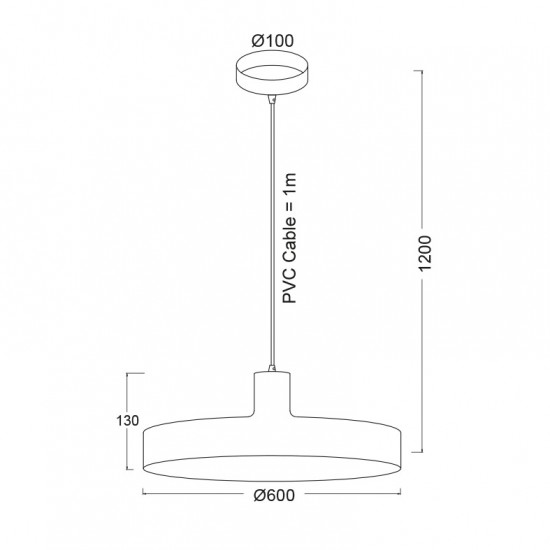 ΚΡΕΜΑΣΤΟ Φ/Σ 1ΧΕ27 ΜΕΤΑΛΛΙΚΟ ΜΑΥΡΟ Φ60ΧΗ120CM