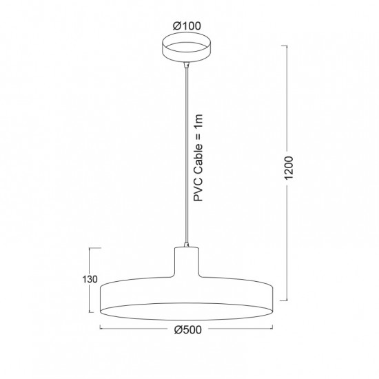 ΚΡΕΜΑΣΤΟ Φ/Σ 1ΧΕ27 ΜΕΤΑΛΛΙΚΟ ΜΑΥΡΟ Φ50ΧΗ120CM