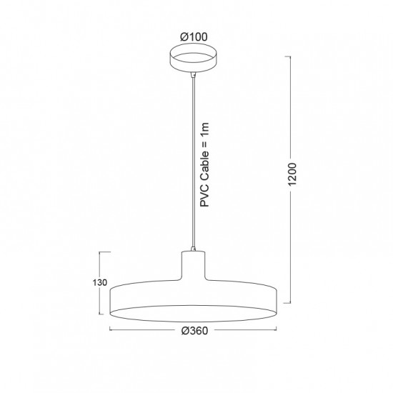 ΚΡΕΜΑΣΤΟ Φ/Σ 1ΧΕ27 ΜΕΤΑΛΛΙΚΟ ΜΑΥΡΟ Φ36ΧΗ120CM