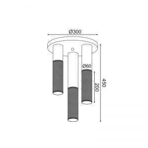 MYTHOS ΦΩΤΙΣΤΙΚΟ ΟΡΟΦΗΣ 3ΦΩΤΟ ΜΕΤΑΛΛΟ ΜΑΥΡΟ D30xH45CM