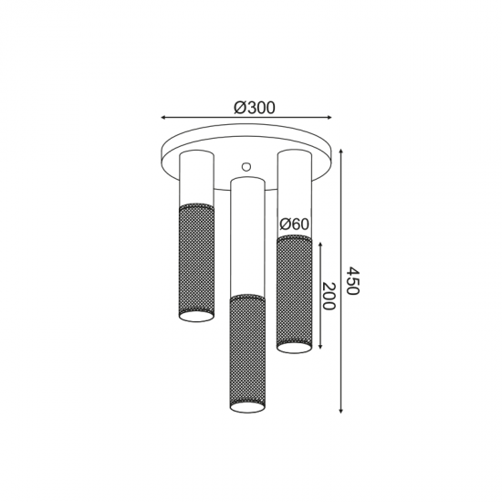 MYTHOS ΦΩΤΙΣΤΙΚΟ ΟΡΟΦΗΣ 3ΦΩΤΟ ΜΕΤΑΛΛΟ ΜΑΥΡΟ D30xH45CM