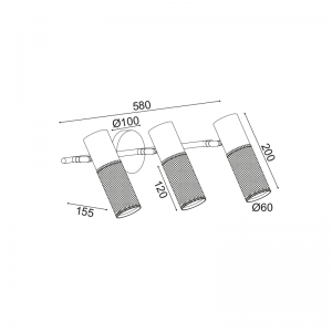 MYTHOS ΕΠΙΤΟΙΧΙΟ ΦΩΤΙΣΤΙΚΟ 3ΦΩΤΟ ΜΕΤΑΛΛΟ ΜΑΥΡΟ 58x16x20cm