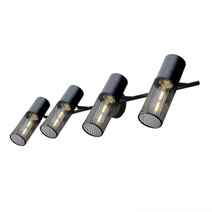 MYTHOS ΕΠΙΤΟΙΧΙΟ ΦΩΤΙΣΤΙΚΟ 4ΦΩΤΟ ΜΕΤΑΛΛΟ ΜΑΥΡΟ 84x16x20cm