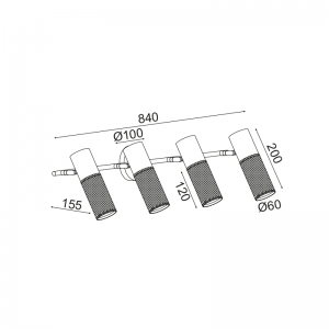 MYTHOS ΕΠΙΤΟΙΧΙΟ ΦΩΤΙΣΤΙΚΟ 4ΦΩΤΟ ΜΕΤΑΛΛΟ ΜΑΥΡΟ 84x16x20cm