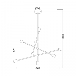 COBRA ΚΡΕΜΑΣΤΟ ΦΩΤΙΣΤΙΚΟ 7ΦΩΤΟ ΜΕΤΑΛΛΟ ΜΑΥΡΟ Φ80xΗ130cm